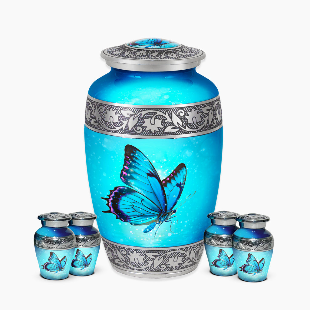 Blue Butterfly Urn