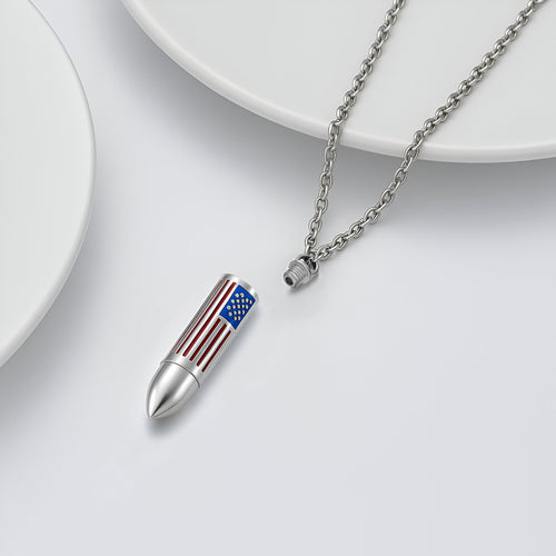 American Flag Bullet Keepsake Necklace