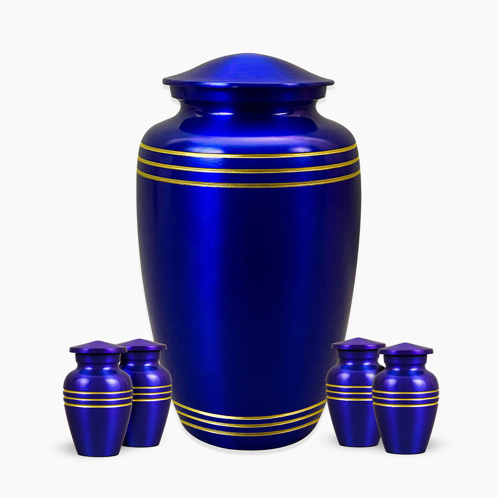 Royal Blue & Gold Accents Pewter Urn