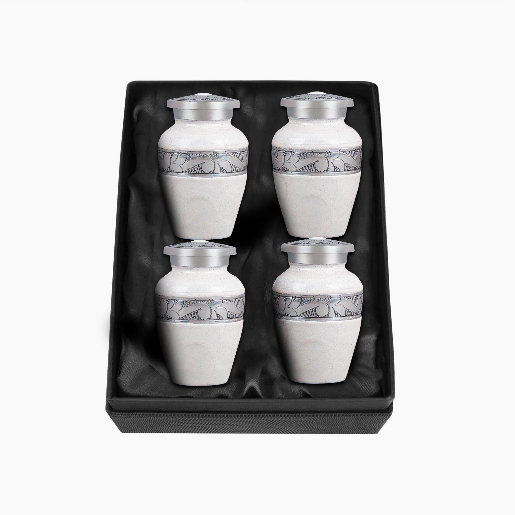 White Patch & Silver Hand-Engraved Urn