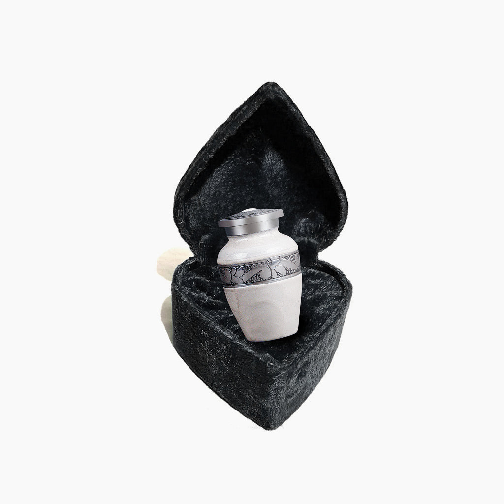 White Patch & Silver Hand-Engraved Urn