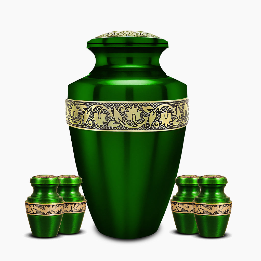 Green & Gold Engraved Grecian Urn